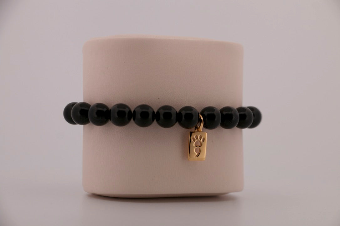 Black Onyx Stretch Beaded Bracelet