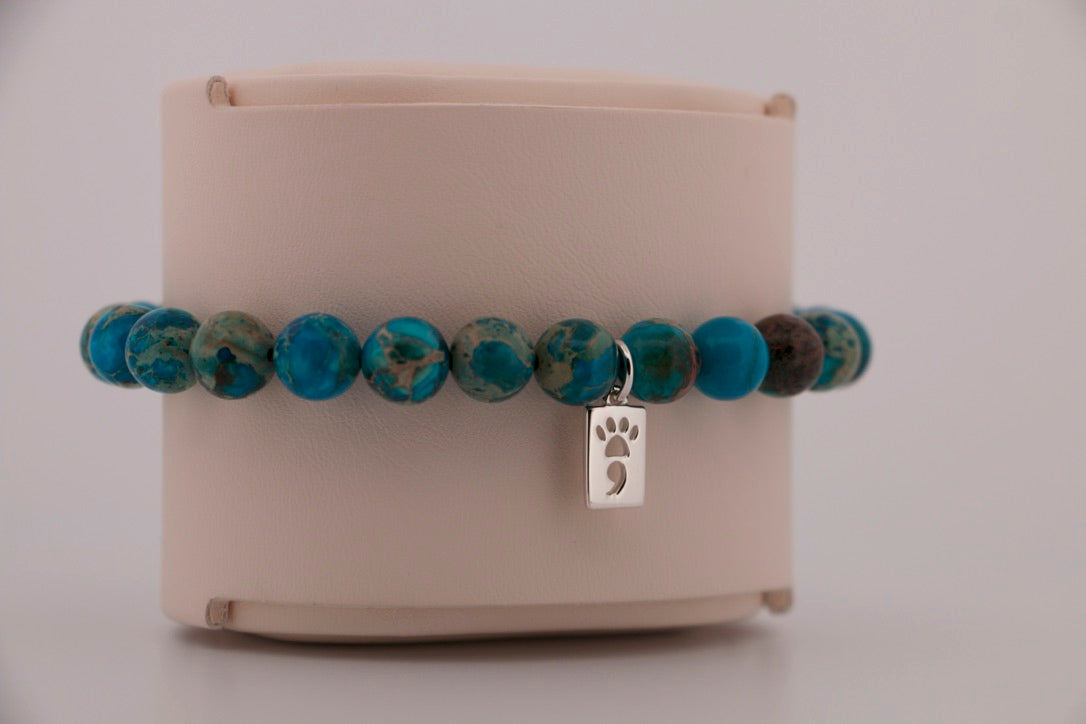 Blue Sea Sediment Imperial Jasper Stretch Bracelet