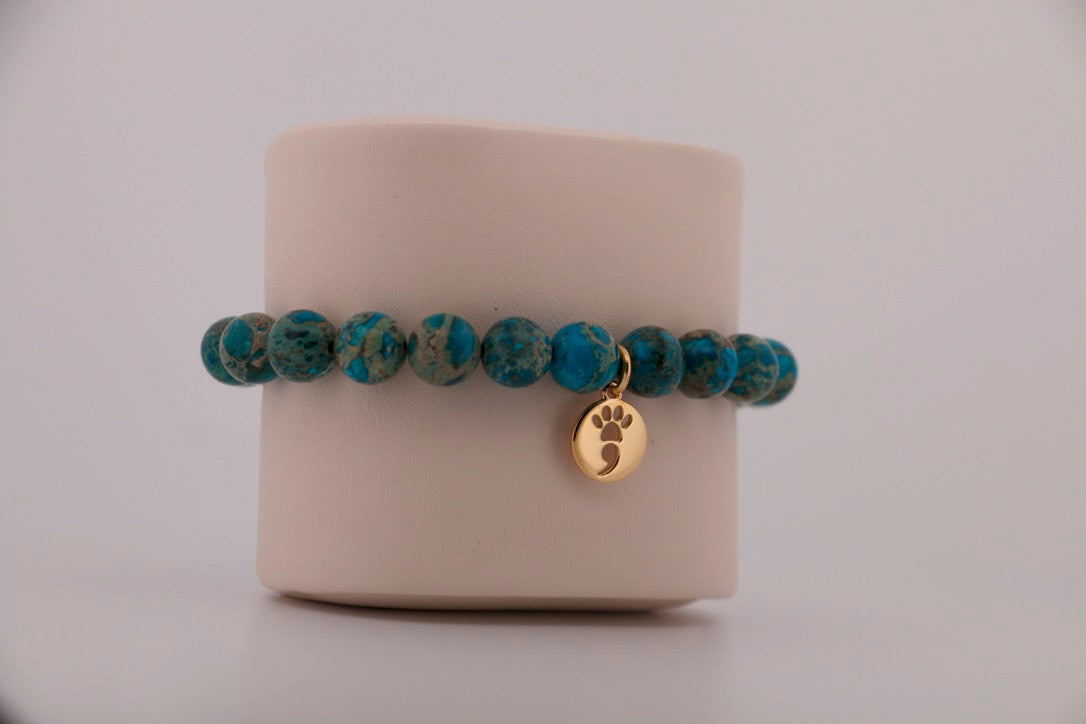 Blue Sea Sediment Imperial Jasper Stretch Bracelet