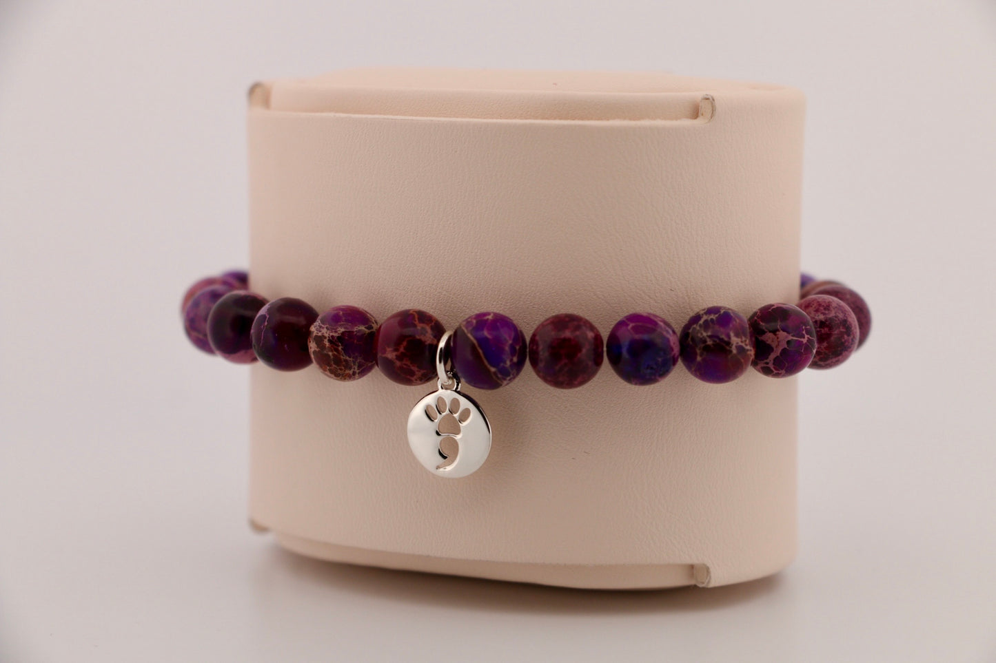 Grape Purple Sea Sediment Imperial Jasper Stretch Bracelet