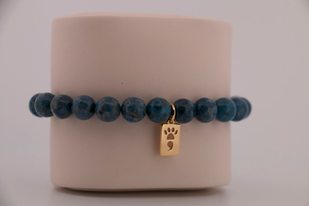 Denim Lapis Stretch Beaded Bracelet
