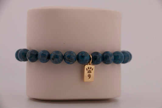 Denim Lapis Stretch Beaded Bracelet