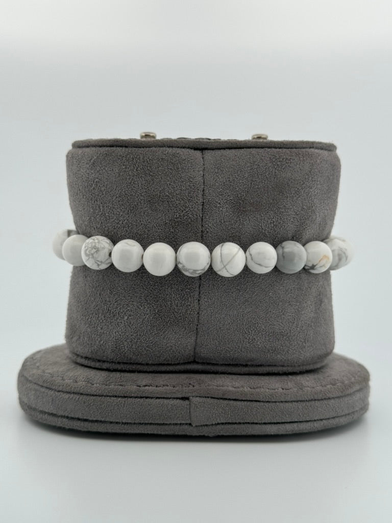 White Howlite Stretch Beaded Bracelet