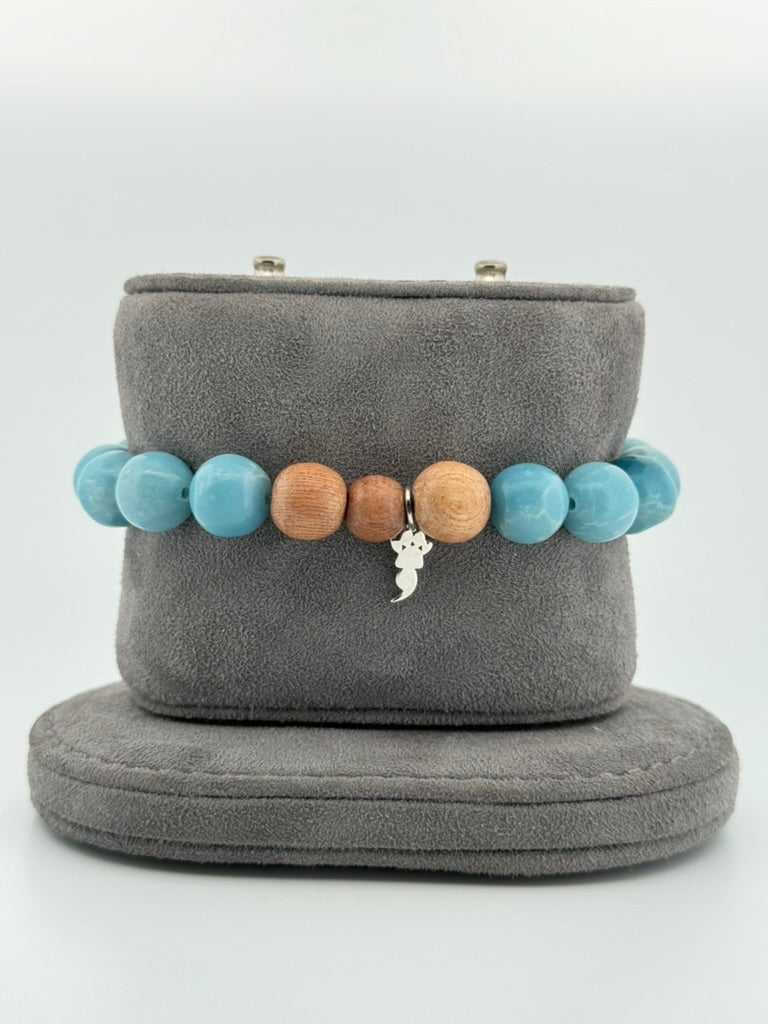 Larimar & Rosewood Stretch Beaded Bracelet