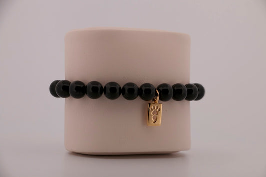 Black Onyx Stretch Beaded Bracelet