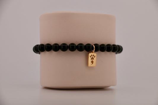 Black Onyx Stretch Beaded Bracelet