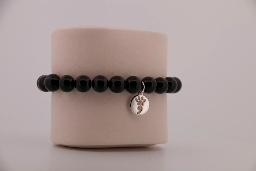 Black Onyx Stretch Beaded Bracelet