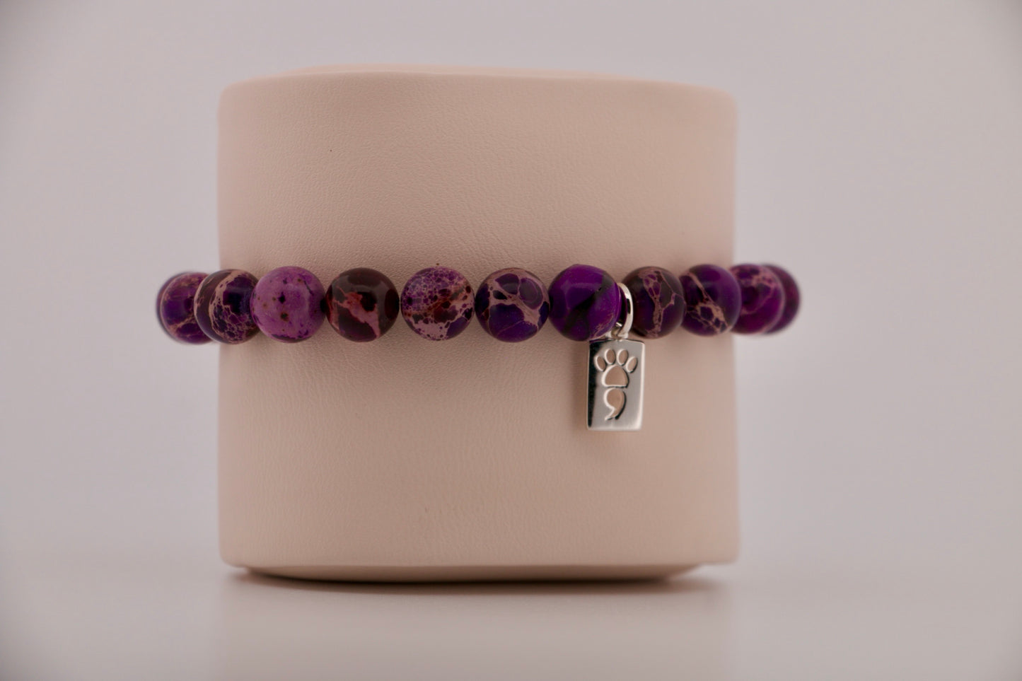 Grape Purple Sea Sediment Imperial Jasper Stretch Bracelet