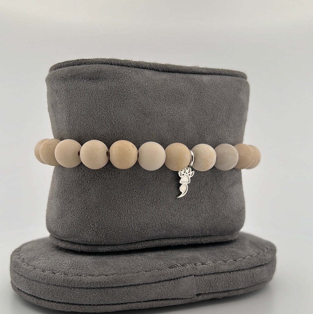 Matte Riverstone Stretch Beaded Bracelet