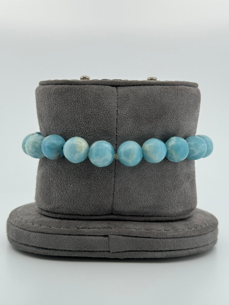 Larimar & Rosewood Stretch Beaded Bracelet