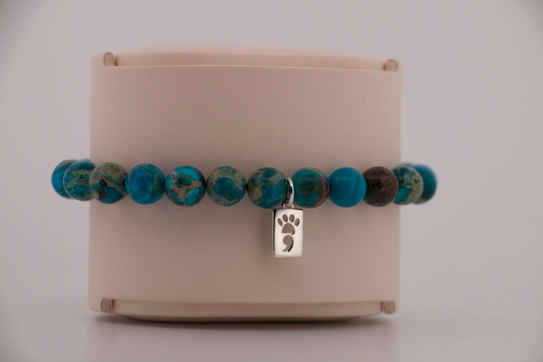 Blue Sea Sediment Imperial Jasper Stretch Bracelet