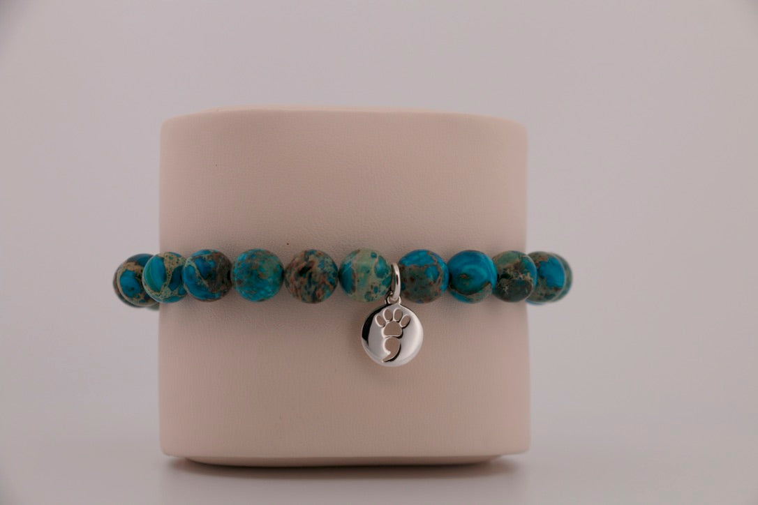 Blue Sea Sediment Imperial Jasper Stretch Bracelet