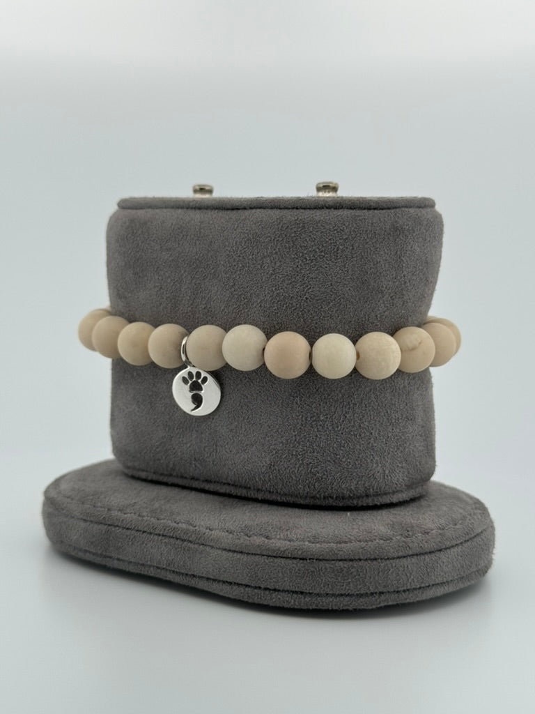 Matte Riverstone Stretch Beaded Bracelet