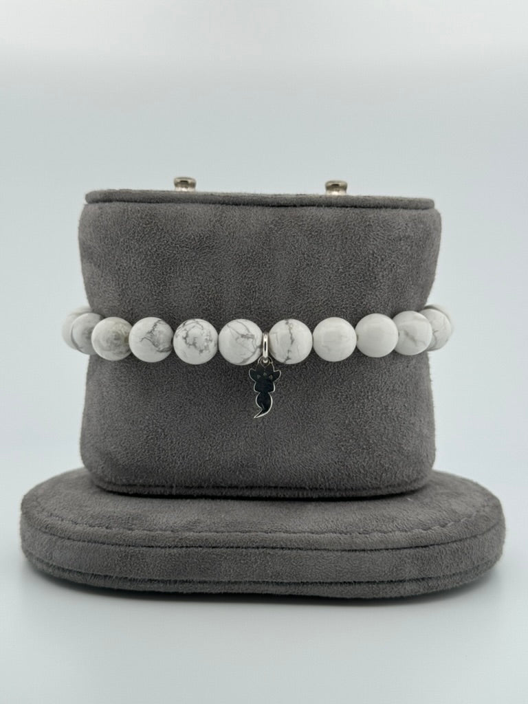 White Howlite Stretch Beaded Bracelet