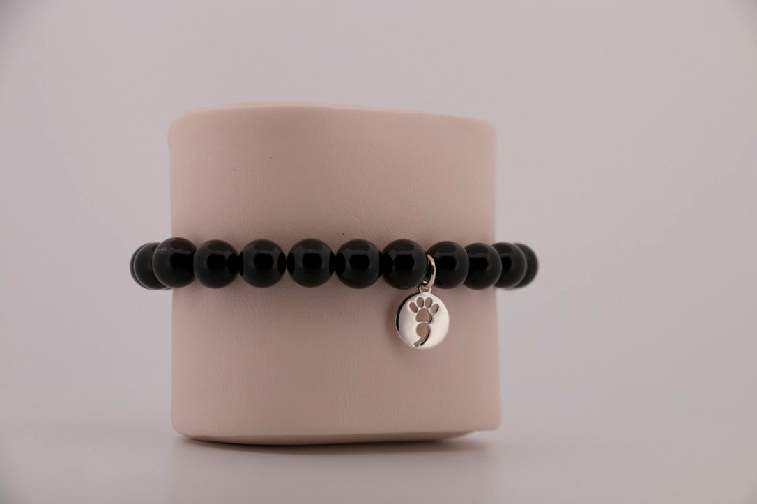 Black Onyx Stretch Beaded Bracelet