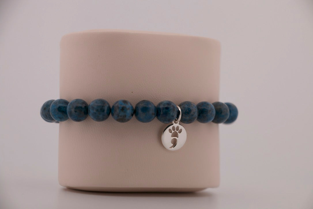 Denim Lapis Stretch Beaded Bracelet