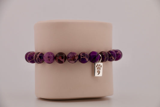 Grape Purple Sea Sediment Imperial Jasper Stretch Bracelet