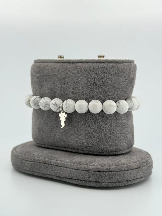 White Howlite Stretch Beaded Bracelet