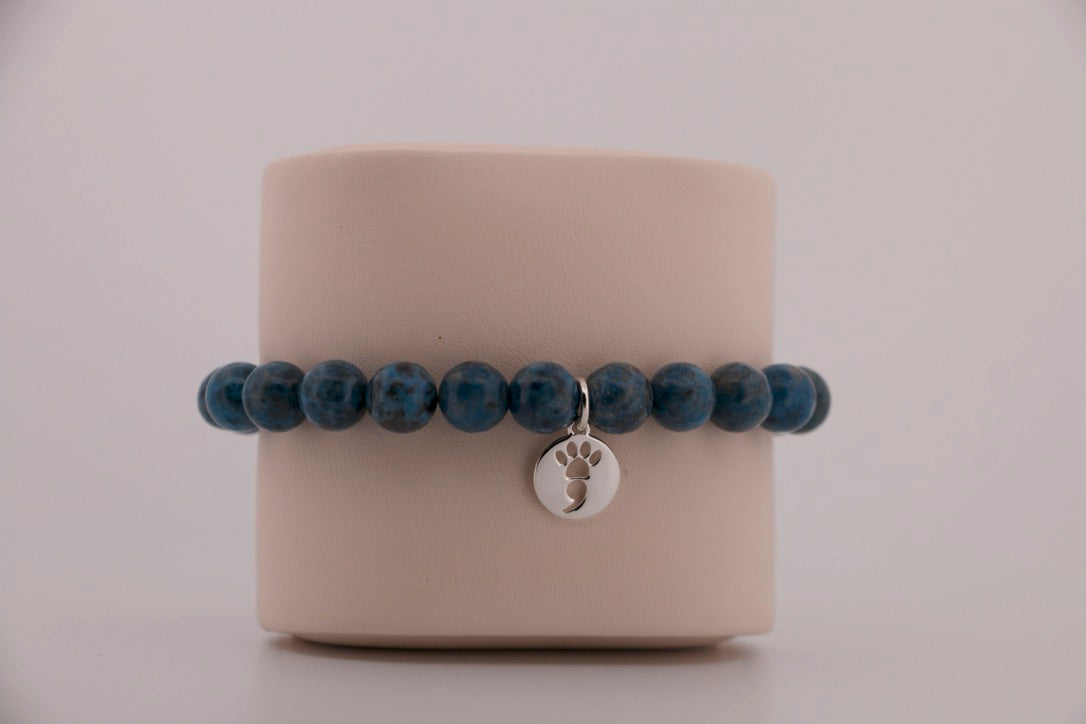 Denim Lapis Stretch Beaded Bracelet