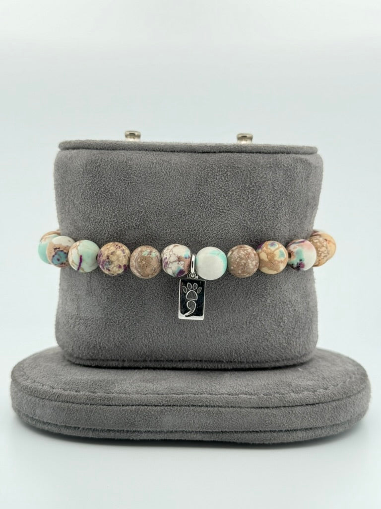 Impression Jasper Stretch Beaded Bracelet