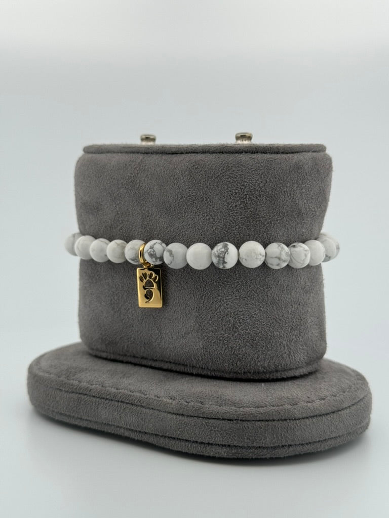 White Howlite Stretch Beaded Bracelet