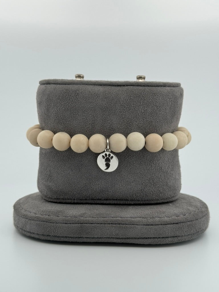 Matte Riverstone Stretch Beaded Bracelet