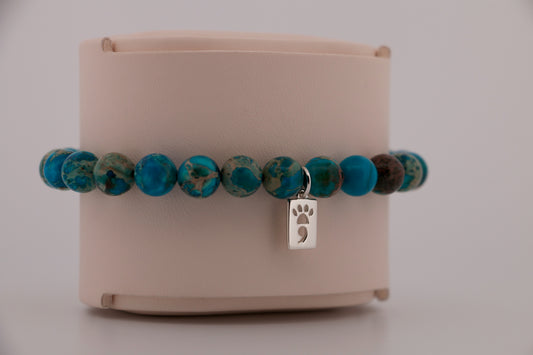 Apatite Blue Sediment Imperial Jasper Stretch Bracelet