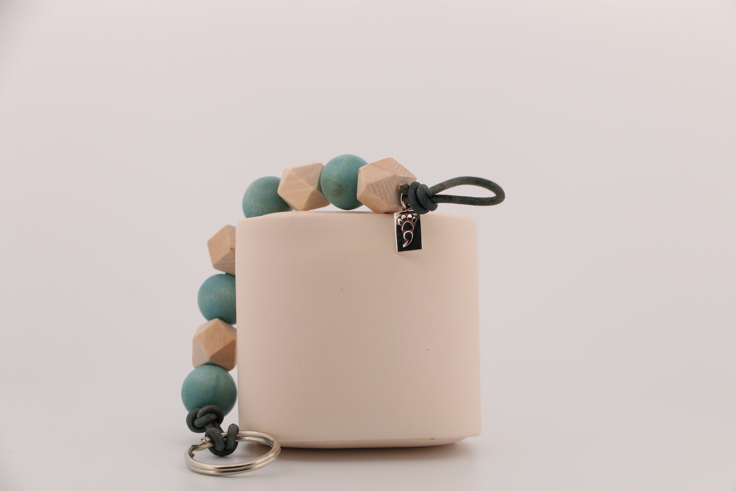 Timberline Blue Leather Keychain