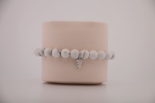 White Howlite Stretch Beaded Bracelet
