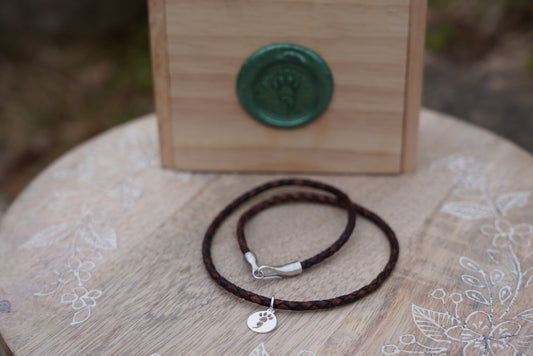 Dark Brown Leather Wrap Bracelet with Cut-Out Charm